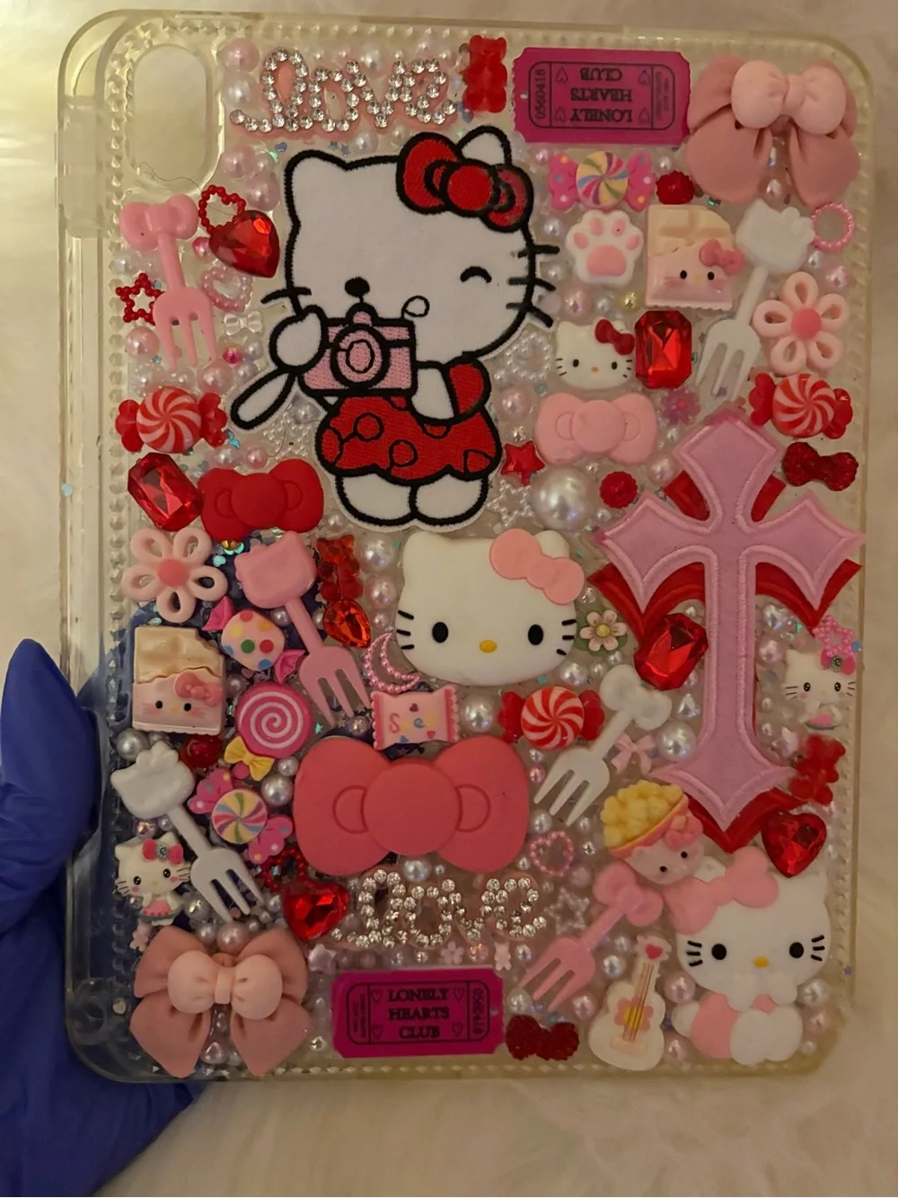 Hello Kitty Pink Decorative Kids Tablet Case - Cute Bow & Charms